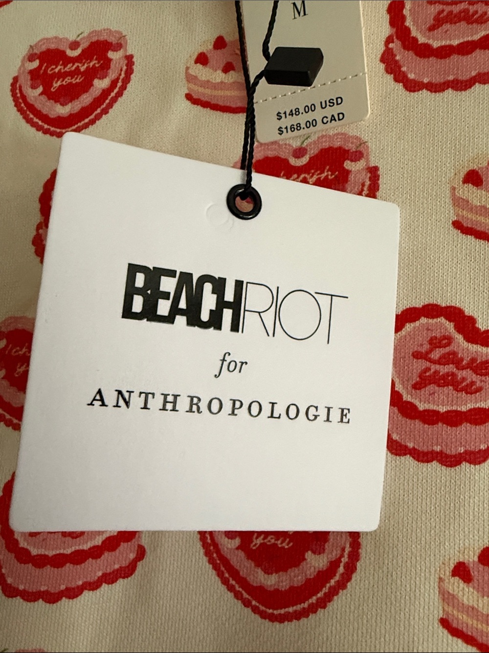 Anthropologie x Beach Riot  Heart Red Pattern French Terry Sweatshirt - Picture 2 of 3
